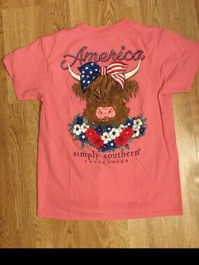 Simply Southern Pink America Cow Graphic Tee